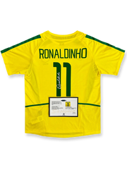 2002年 ブラジル代表ホームユニフォーム、ロナウジーニョサイン入り11番、ワールドカップ公式用デザイン