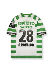 2003–04シーズン スポルティングCP ホームユニフォーム 28番 C・ロナウド クラシックグリーンホワイトホイップデザイン
