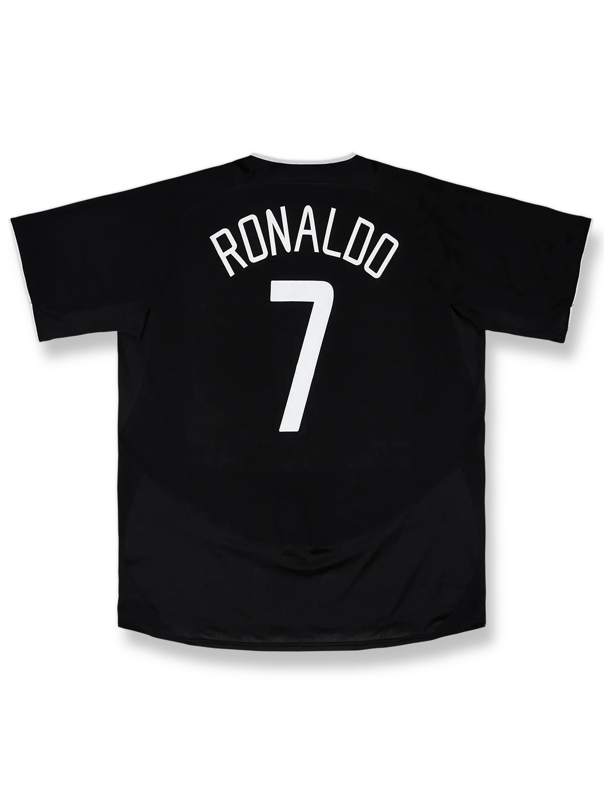 2003-05シーズンマンチェスター・ユナイテッドアウェイユニフォーム クリスティアーノ・ロナウド #7 白 赤黒アクセント ナイキ刺繍スウッシュ&クラブエンブレム付き