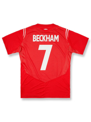 2004-06年イングランド代表アウェイレトロユニフォーム デイビッド・ベッカム #7 ネイビーブルー 白赤アクセント クラシックエンブレム刺繍