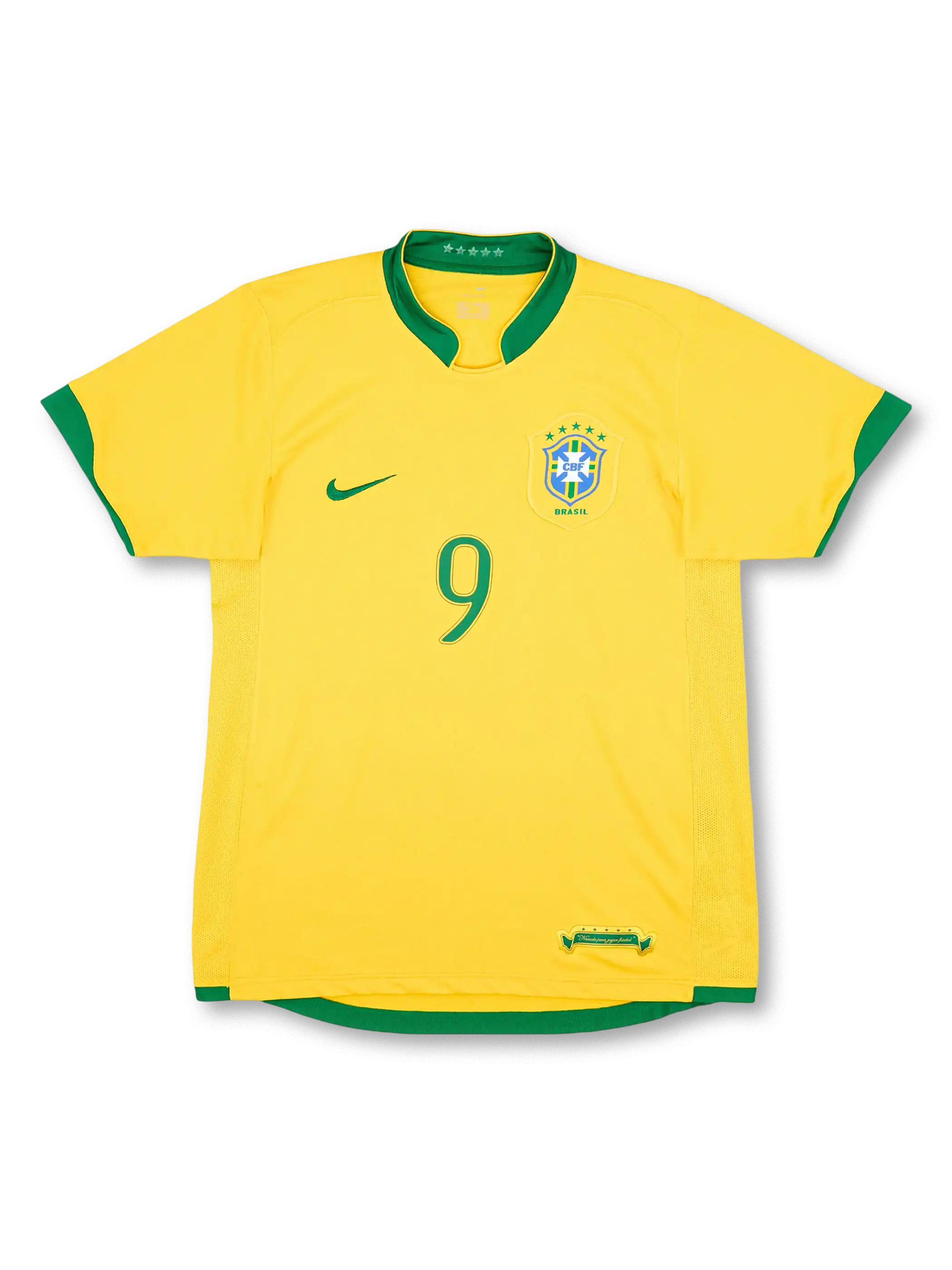 2006-08年ブラジル代表 ホーム ユニフォーム ロナウド9番 カナリアイエローのビンテージサッカージャージ