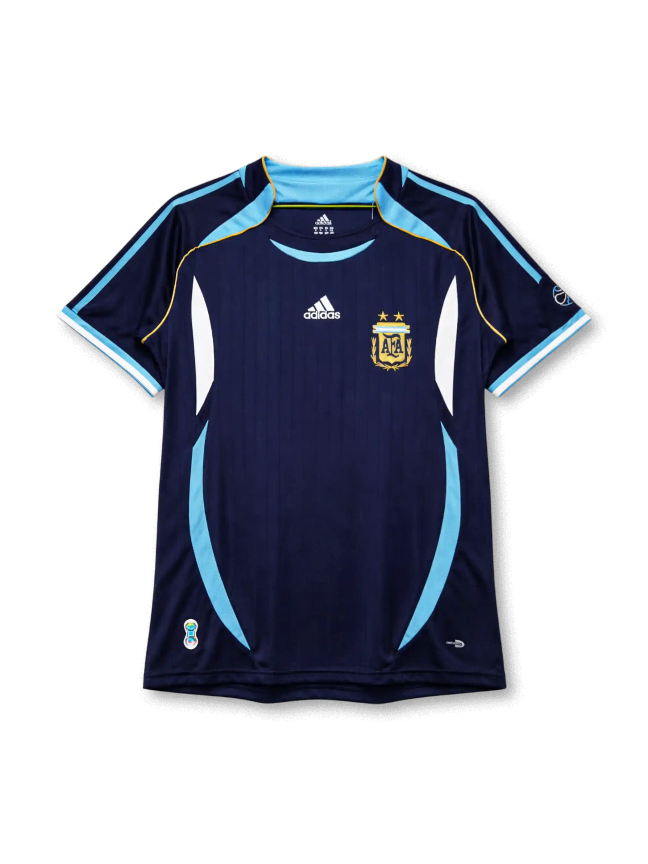 2006アルゼンチン代表アウェイ正面、ネイビー×スカイブルー曲線パネル・FIFA W杯パッチ