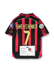 2006-07シーズン ACミランホームユニフォーム、アンドリー・シェフチェンコサイン入り7番、セリエA公式試合用デザイン