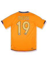 2006-08シーズンFCバルセロナアウェイユニフォーム リオネル・メッシ #19 ネイビー薄ブルーグラデーション ナイキ刺繍スウッシュ&クラブエンブレム付き