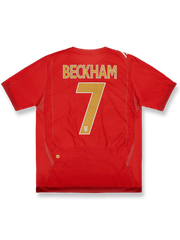 2006-08年イングランド代表アウェイレトロユニフォーム デイビッド・ベッカム #7 ネイビーブルー 白赤アクセント クラシックエンブレム刺繍