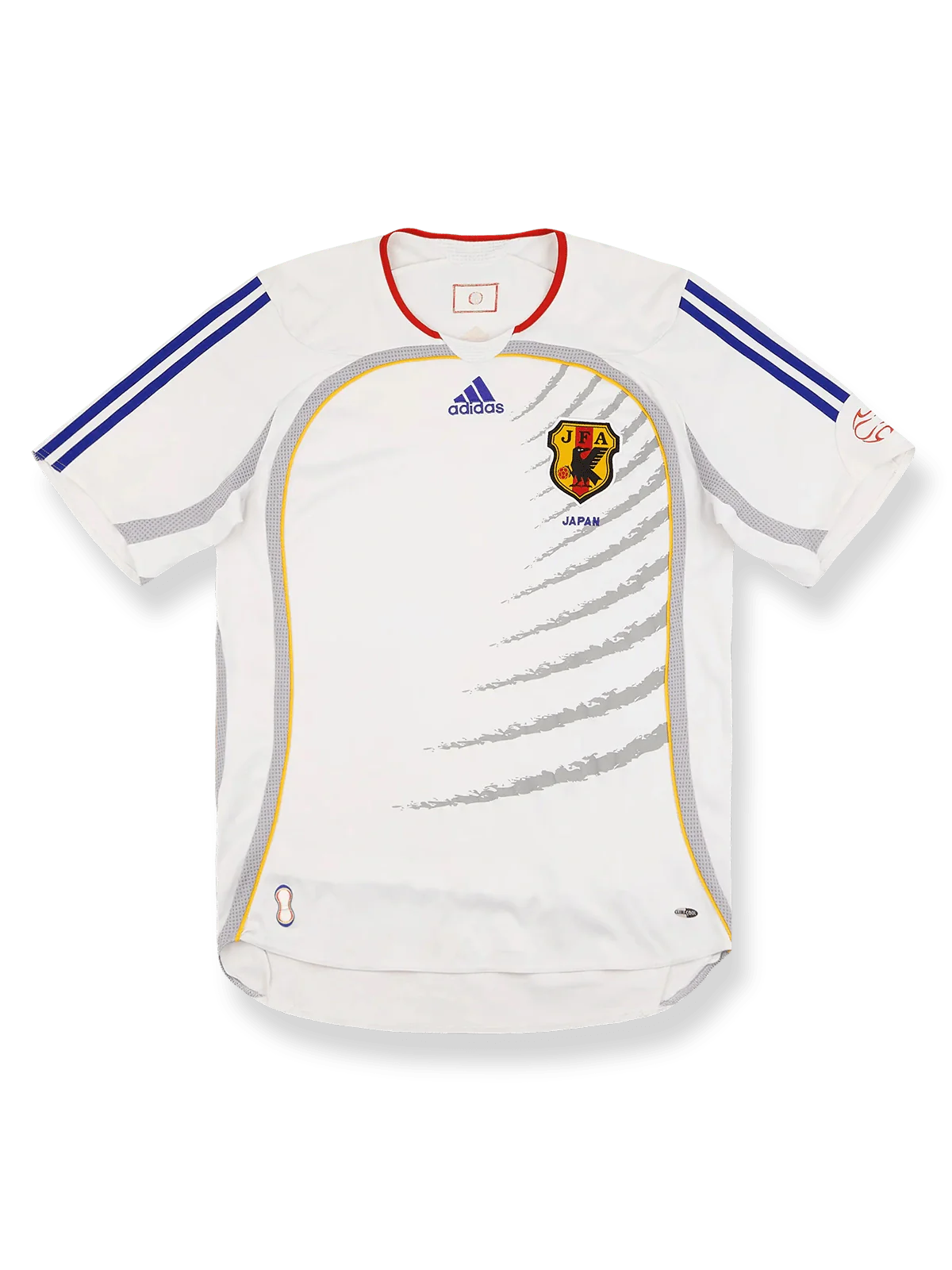 2006-08年日本代表アウェイユニフォーム 白地 青アクセント 日本サッカー協会エンブレム刺繍