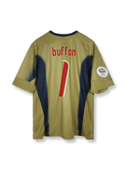 2006年ドイツワールドカップイタリア代表ホームゴールキーパーユニフォーム ジャンルイジ・ブッフォン 背番号1 青 黒アクセント クラブエンブレム刺繍