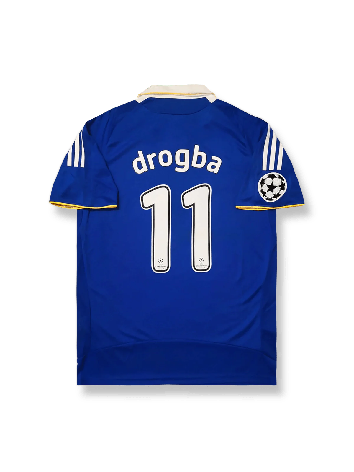 2007–08シーズン チェルシー ホームユニフォーム ドログバ 11番 クラシカルブルー&ホワイトストライプデザイン