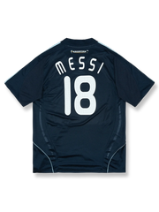 2007–09シーズン アルゼンチン代表 アウェイユニフォーム メッシ 18番 クラシカルストライプ&赤アディダススリーストライプデザイン