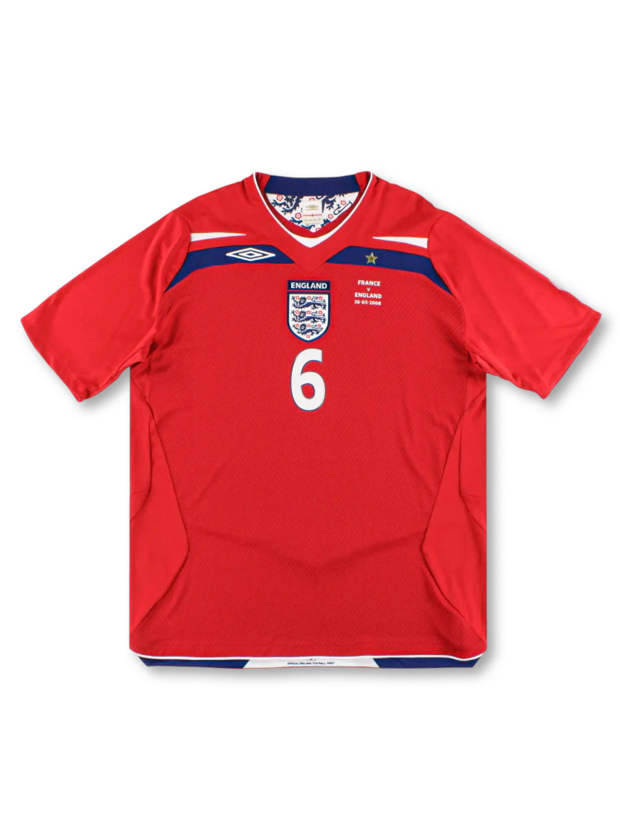 2007–2008 イングランド アウェイ ユニフォーム テリー 6番、レトロサッカーシャツ