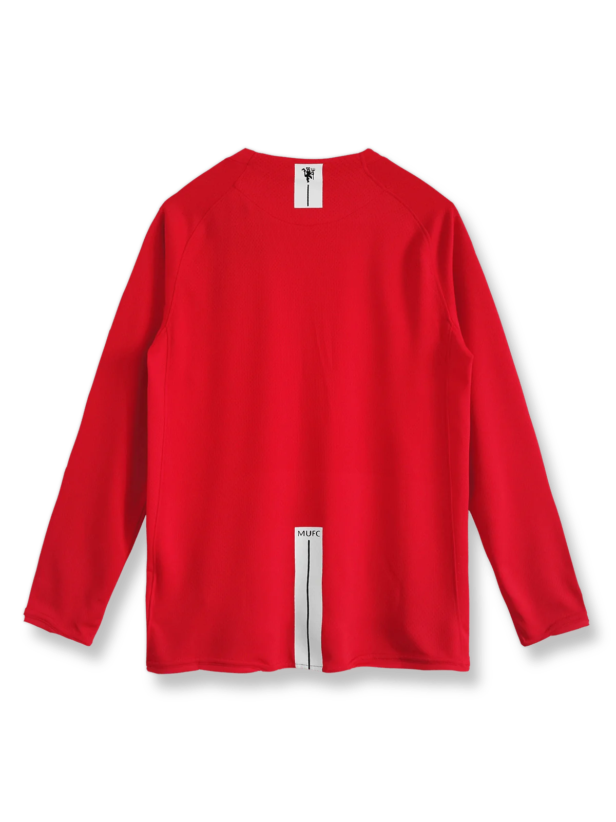 2007/08年シーズンのマンチェスター・ユナイテッドホームレッド長袖ユニフォーム。シンプルでクラシックなデザイン。