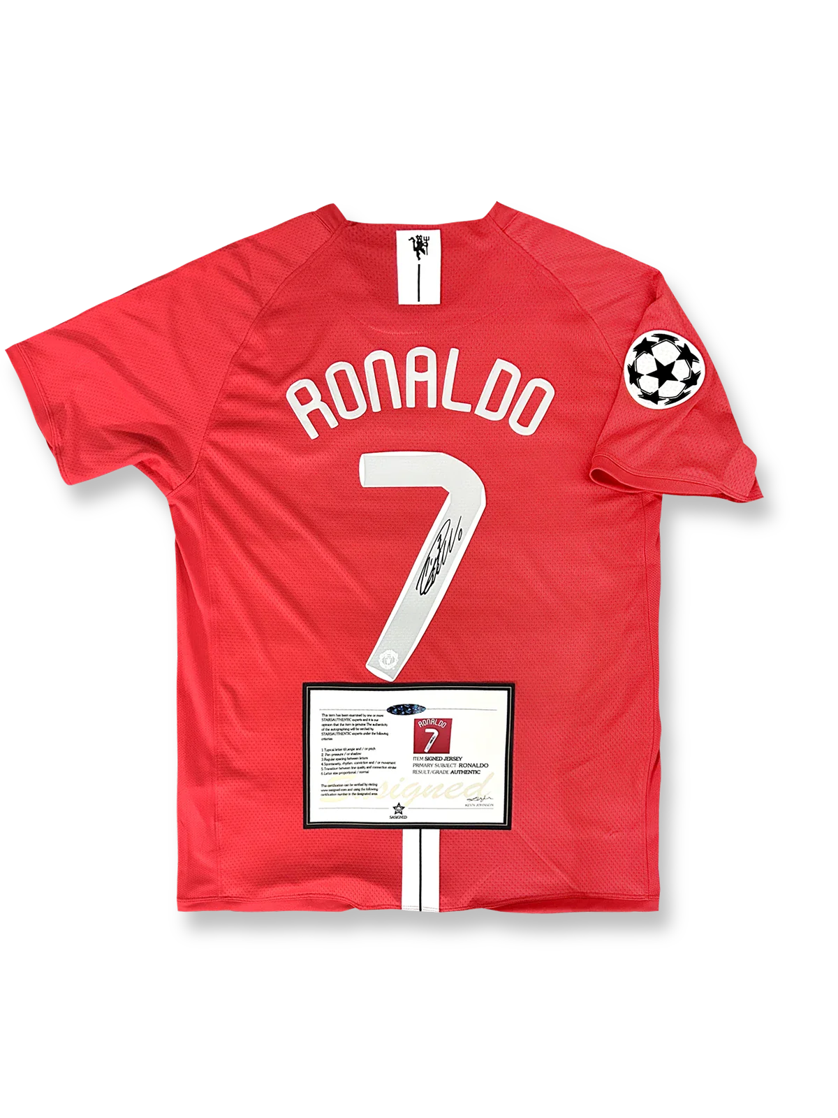 2007-08シーズン マンチェスター・ユナイテッドホームユニフォーム、クリスティアーノ・ロナウドサイン入り7番、プレミアリーグ公式試合用デザイン