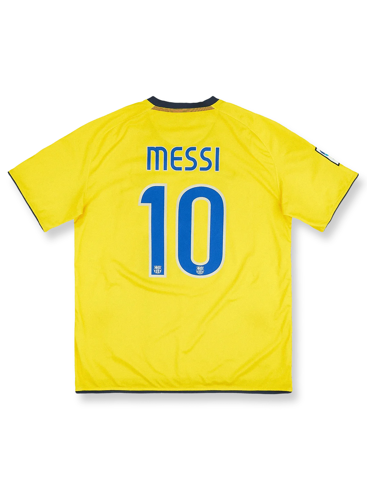 2008-10シーズンFCバルセロナアウェイユニフォーム リオネル・メッシ #10 ネイビーとバーガンディのグラデーション ナイキ刺繍スウッシュ&クラブエンブレム付き