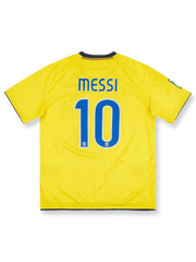 2008-10シーズンFCバルセロナアウェイユニフォーム リオネル・メッシ #10 ネイビーとバーガンディのグラデーション ナイキ刺繍スウッシュ&クラブエンブレム付き