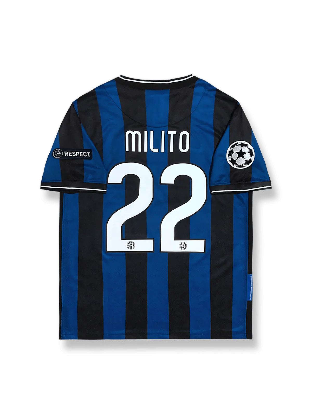 2009–10シーズン インテル ホームユニフォーム ミリート 22番 クラシック黒青ストライプデザイン