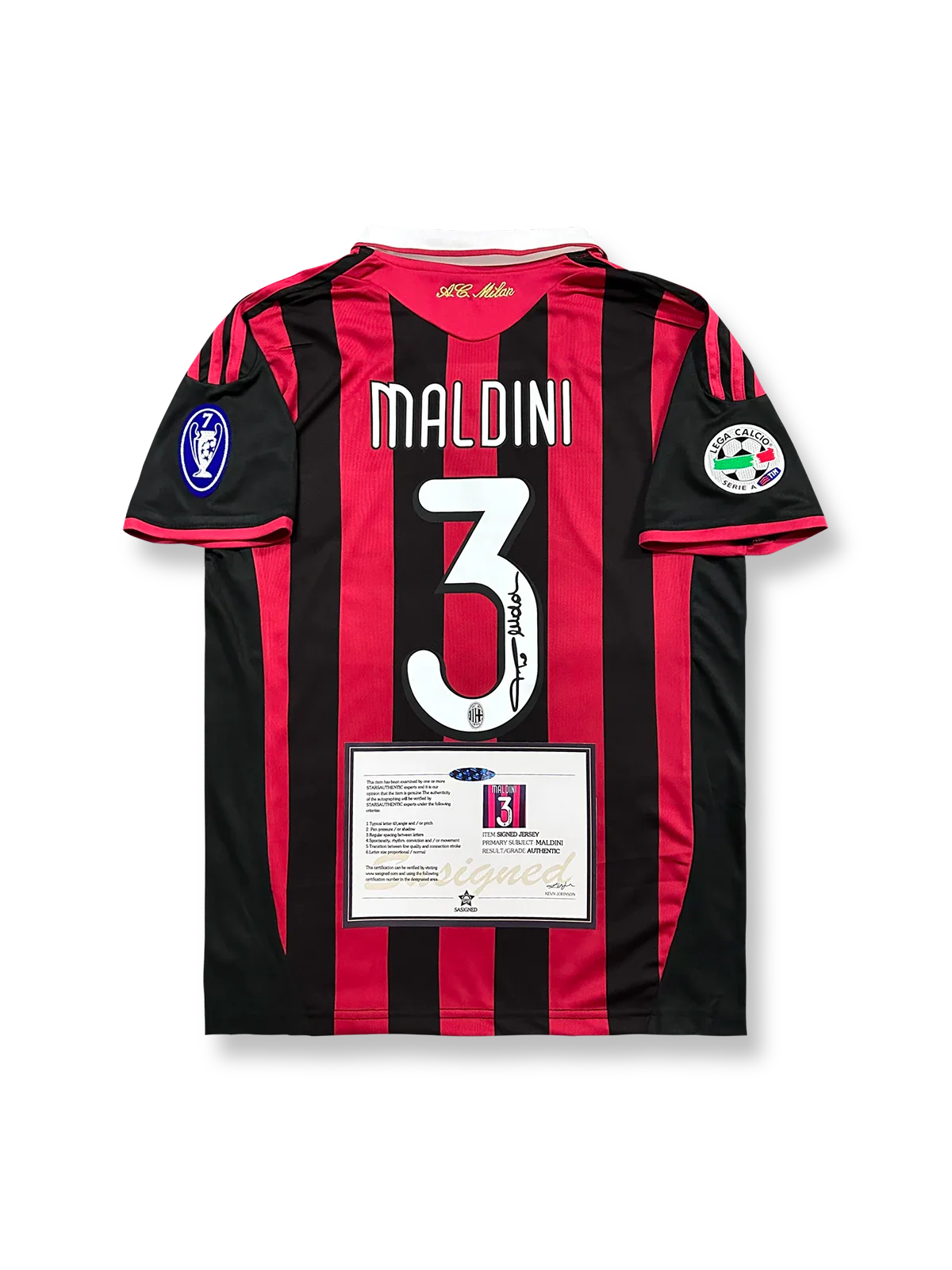 2009-10シーズン ACミランユニフォーム、パオロ・マルディーニサイン入り3番、セリエA公式試合用デザイン