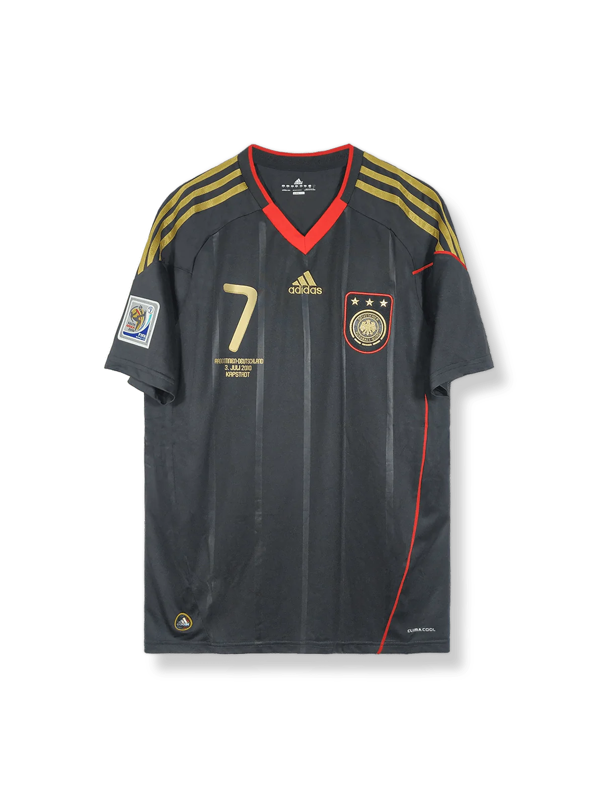 製品画像:2010年ドイツ代表アウェイシュバインシュタイガー7番レトロユニフォーム全体図