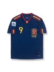 2010年ワールドカップ スペイン代表 アウェイレトロユニフォーム トーレス 9番 クラシックストライプ&ナンバリングデザイン