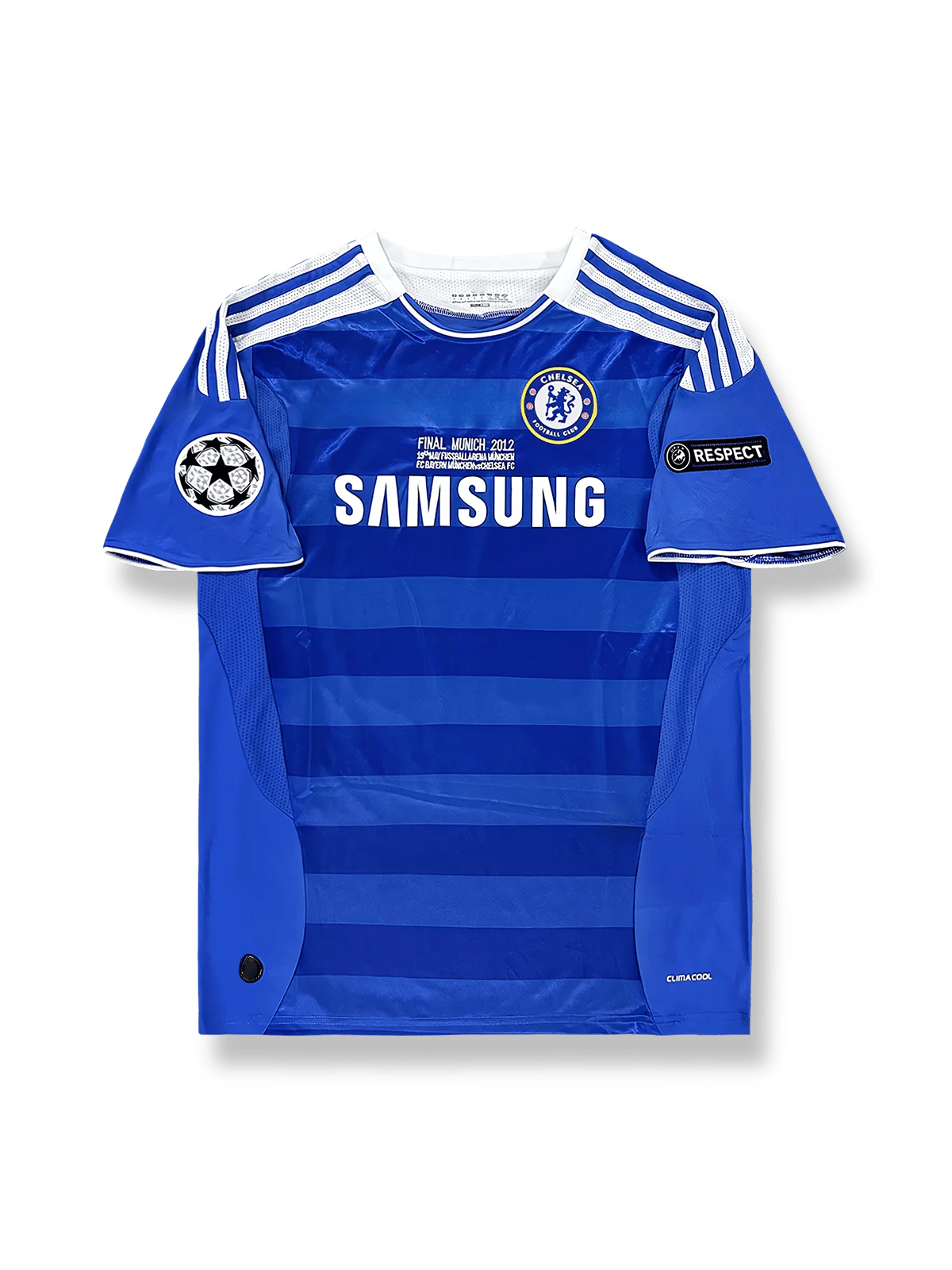 製品画像:2011/12シーズンのUEFAチャンピオンズリーグ決勝版チェルシーホームユニフォーム全体展示