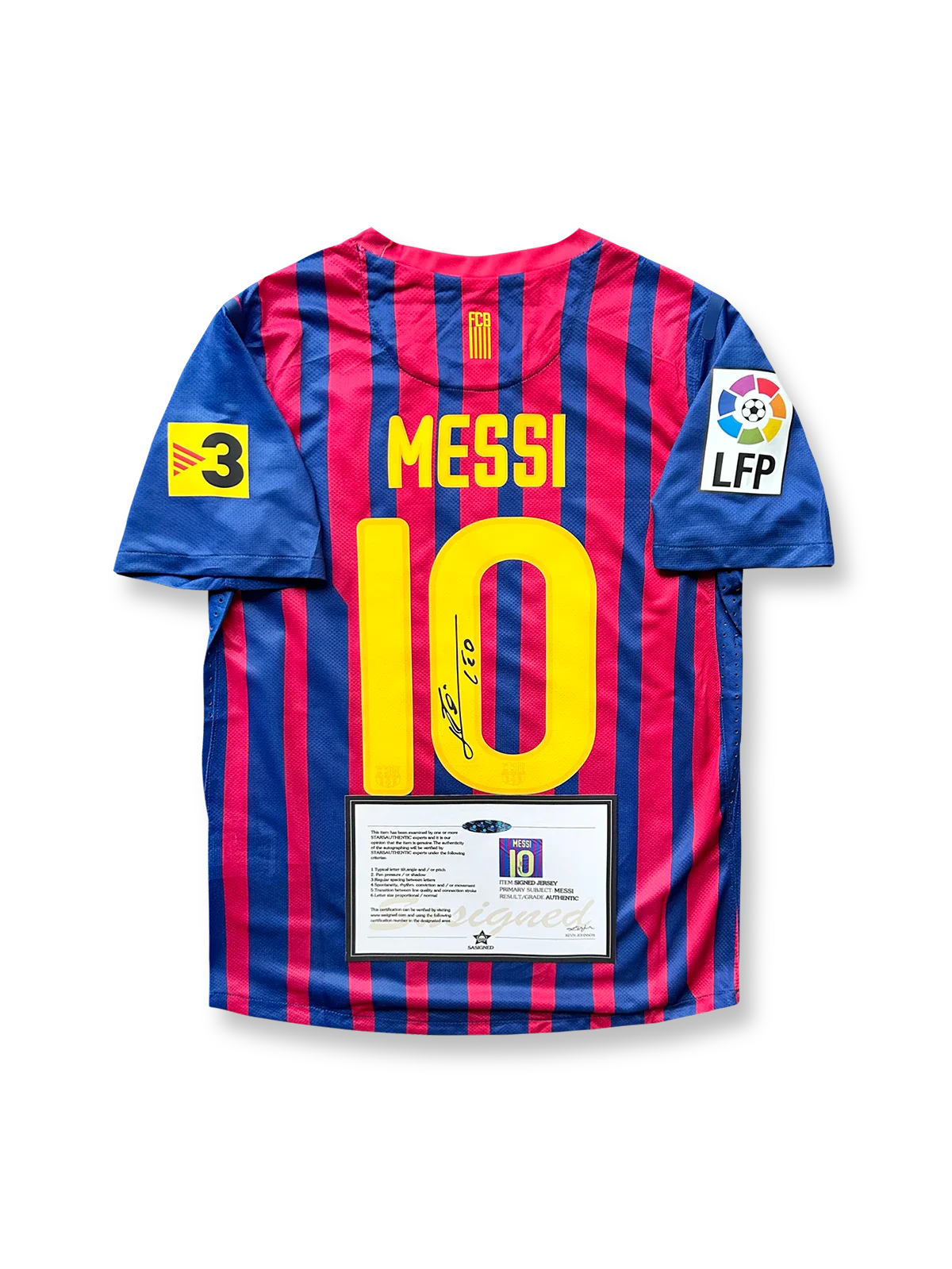 2011-12シーズン FCバルセロナホームユニフォーム、リオネル・メッシサイン入り10番、リーガ・エスパニョーラ公式試合用デザイン