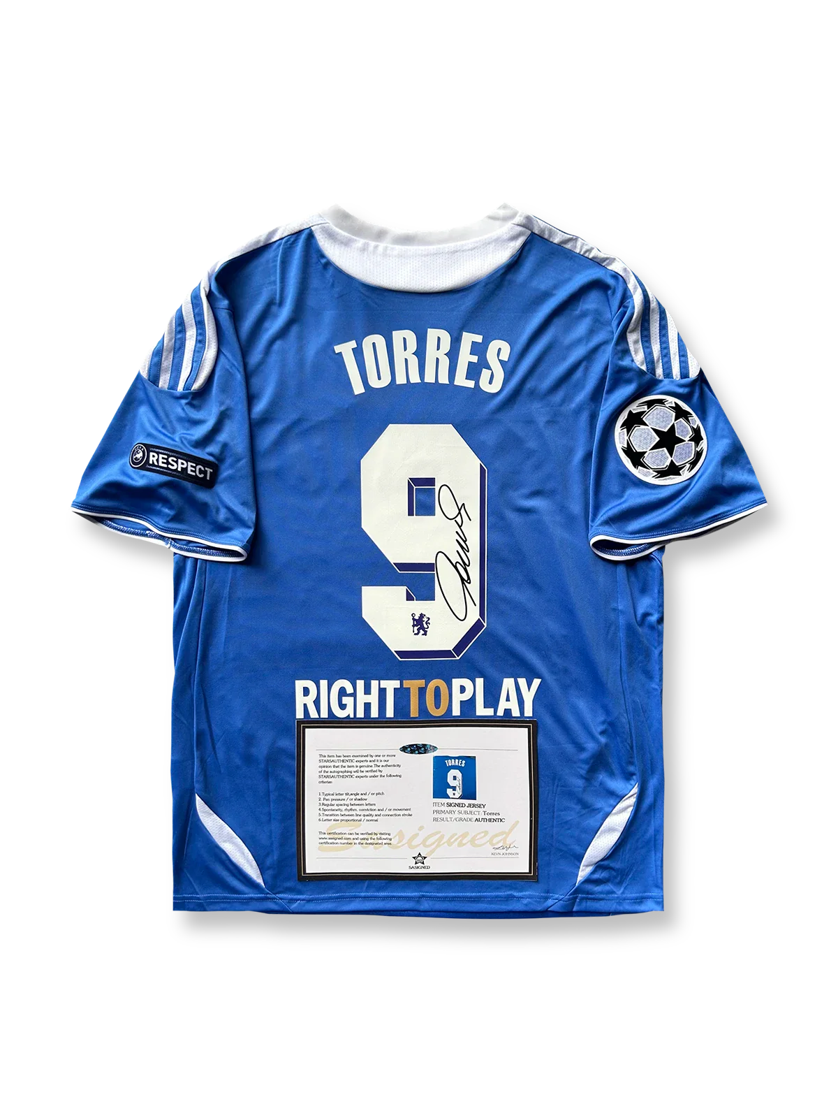 2011-12シーズン チェルシーホームユニフォーム、フェルナンド・トーレスサイン入り9番、プレミアリーグ公式試合用デザイン