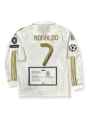 2011-12シーズン レアル・マドリードホームユニフォーム、クリスティアーノ・ロナウドサイン入り7番長袖、リーガ・エスパニョーラ公式試合用デザイン