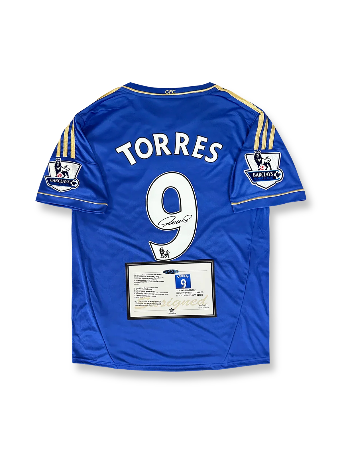 2012-13シーズン チェルシーホームユニフォーム、フェルナンド・トーレスサイン入り9番、プレミアリーグ公式試合用デザイン