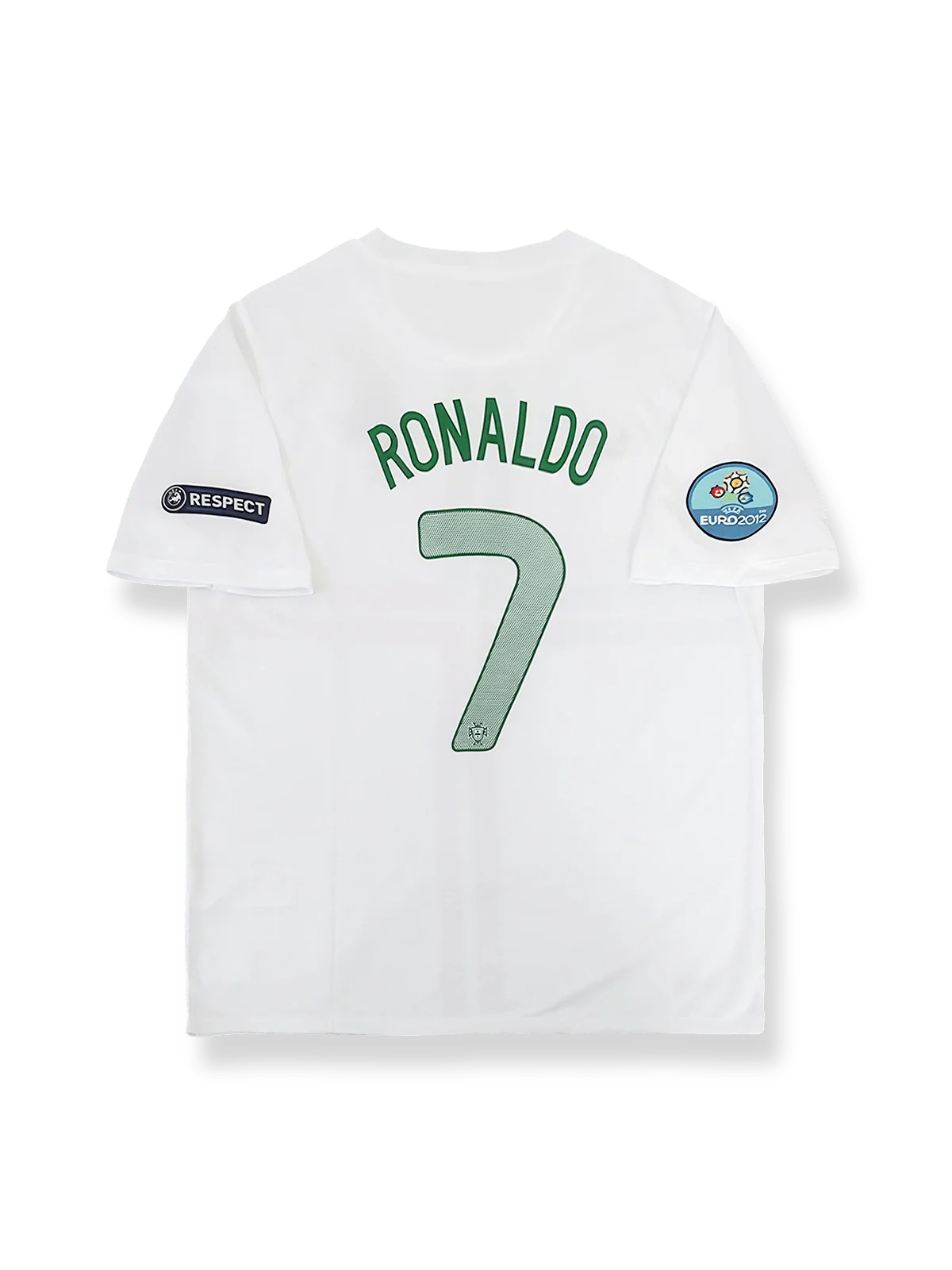 2012年欧州選手権ポルトガル代表アウェイユニフォーム クリスティアーノ・ロナウド #7 白 緑赤アクセント クラシックエンブレム刺繍