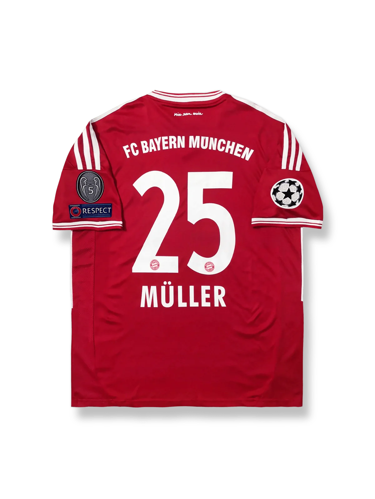 2013–14シーズン バイエルン・ミュンヘン ホームユニフォーム ミュラー 25番 クラシック赤白縦縞デザイン