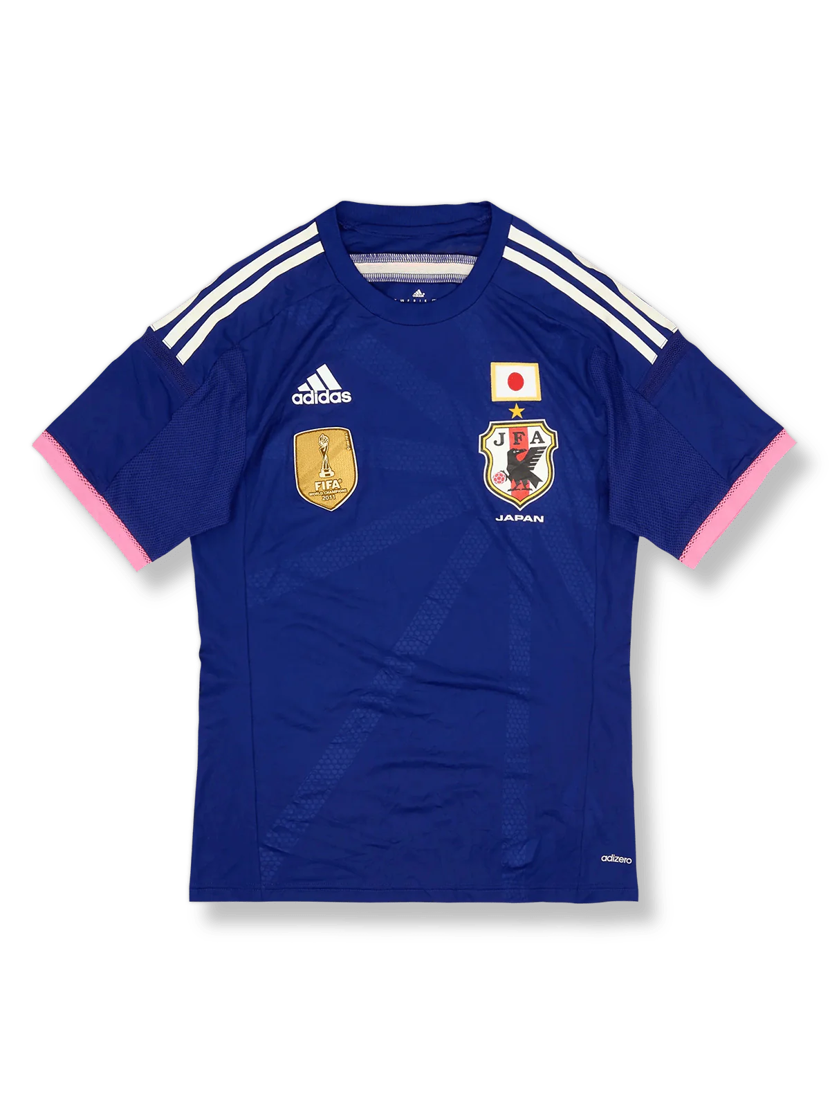 2013-15年日本女子代表ホームユニフォーム サムライブルー 白アクセント 日本サッカー協会エンブレム刺繍