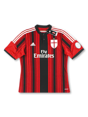 2014-15年ACミラン 欧州カップ ホームユニフォーム 正面デザイン 聖ジョルジョ十字エンブレム