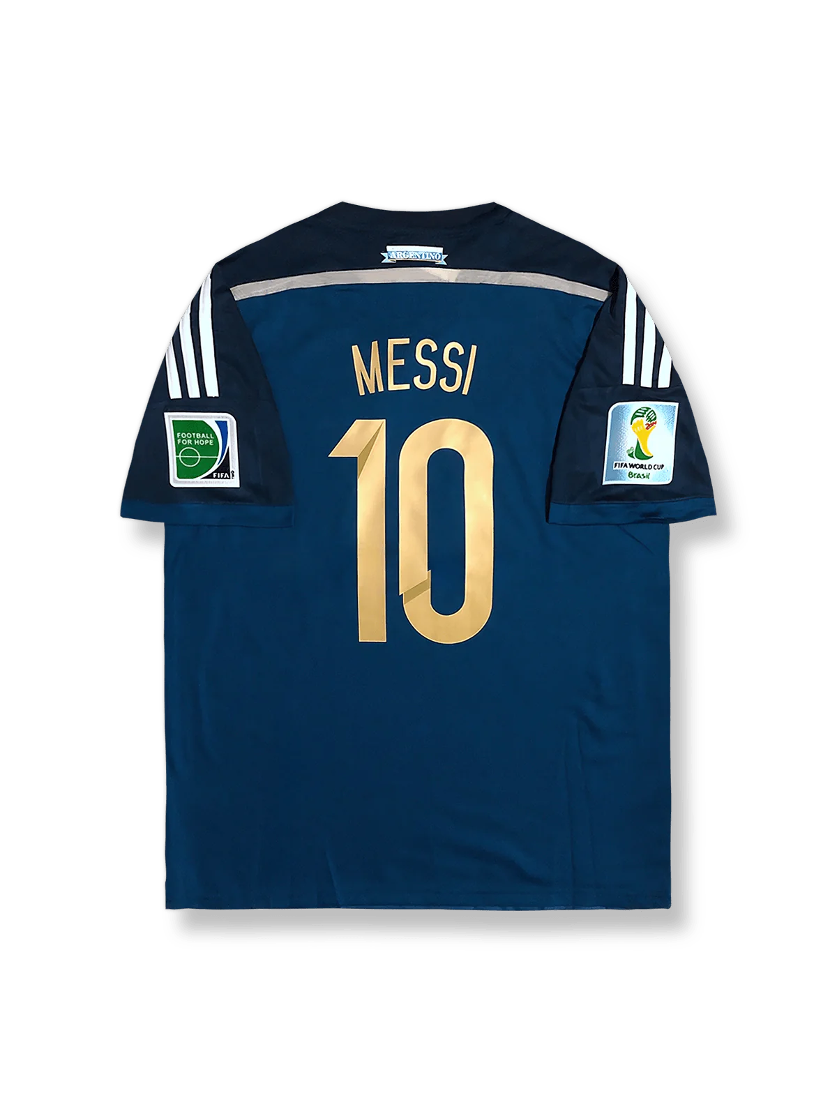 2014年ワールドカップ アルゼンチン代表 アウェイユニフォーム メッシ10番 軽量メッシュ&クラシックストライプデザイン