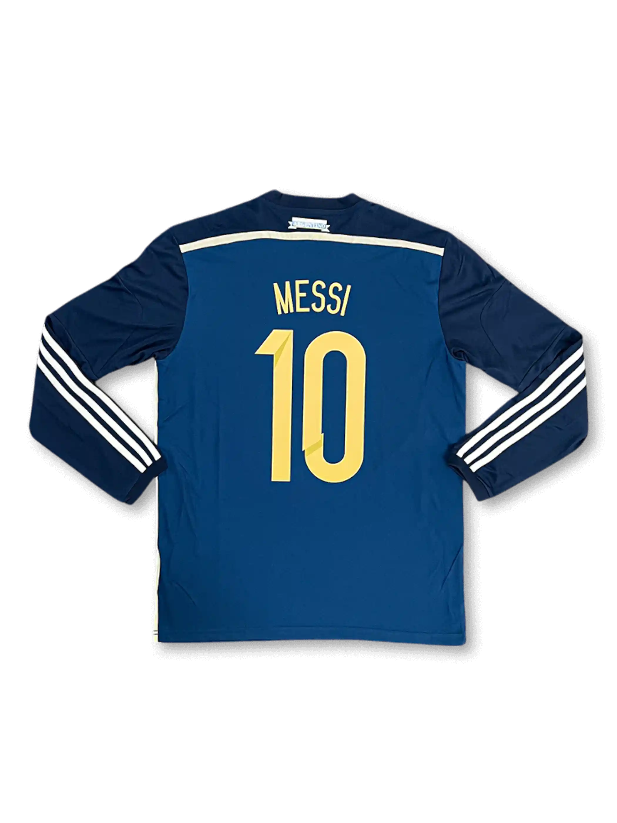 2014年 アルゼンチン代表ワールドカップアウェイロングスリーブユニフォーム、リオネル・メッシサイン入り10番、公式大会用デザイン