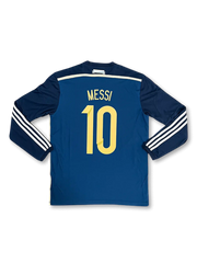 2014年 アルゼンチン代表ワールドカップアウェイロングスリーブユニフォーム、リオネル・メッシサイン入り10番、公式大会用デザイン
