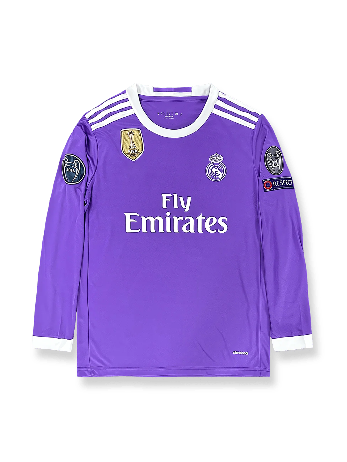 製品画像:2016/17シーズンのレアル・マドリードUEFAチャンピオンズリーグアウェイユニフォーム全体展示