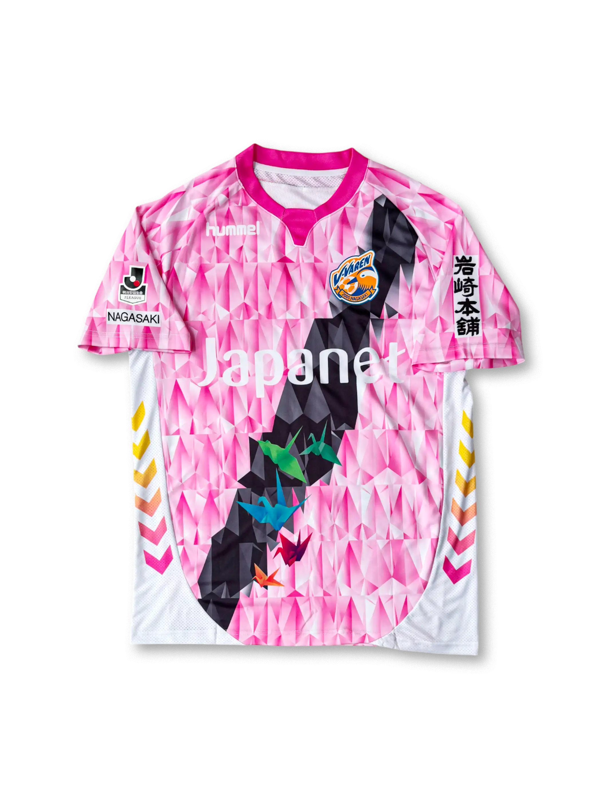 2017年V・ファーレン長崎 ピース記念ユニフォーム 正面、折り鶴と長崎地形デザイン