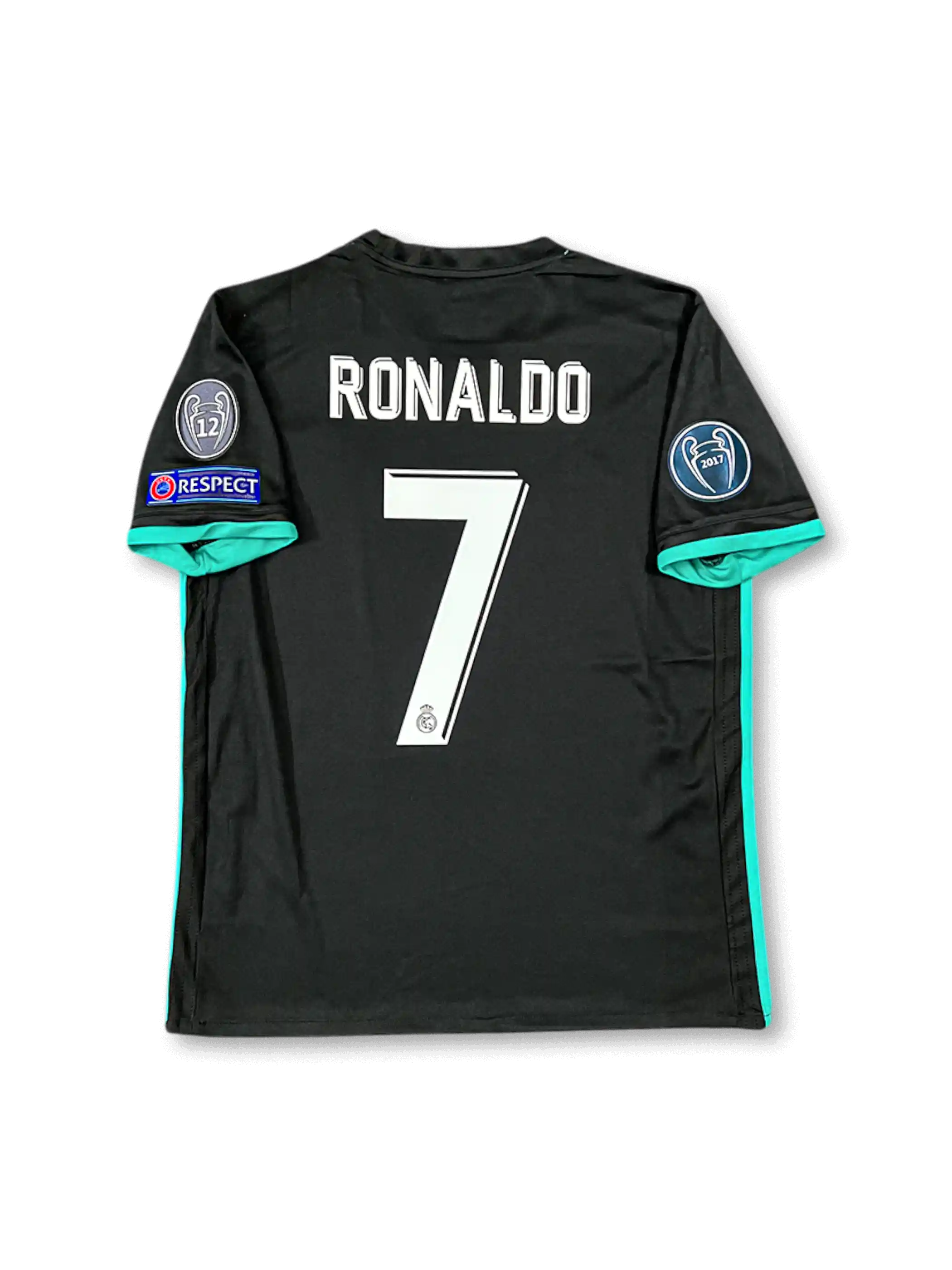 2017-18シーズン レアル・マドリードアウェイユニフォーム、クリスティアーノ・ロナウドサイン入り7番、リーガ・エスパニョーラ公式試合用デザイン