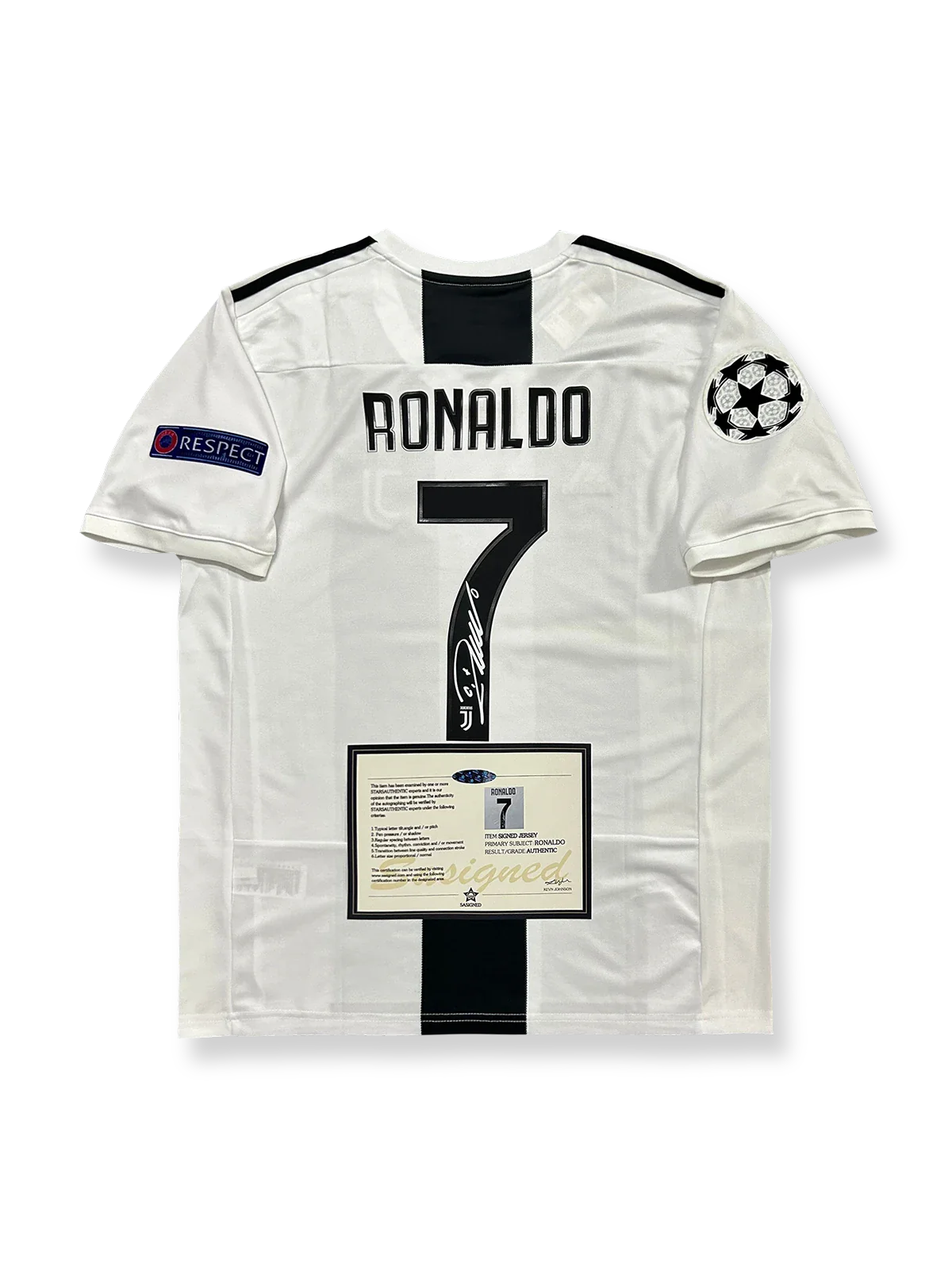 2018-19シーズン ユヴェントスホームユニフォーム、クリスティアーノ・ロナウドサイン入り7番、セリエA公式試合用デザイン
