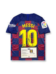2019-20シーズン バルセロナホームユニフォーム、リオネル・メッシサイン入り10番、リーガ・エスパニョーラ公式試合用デザイン