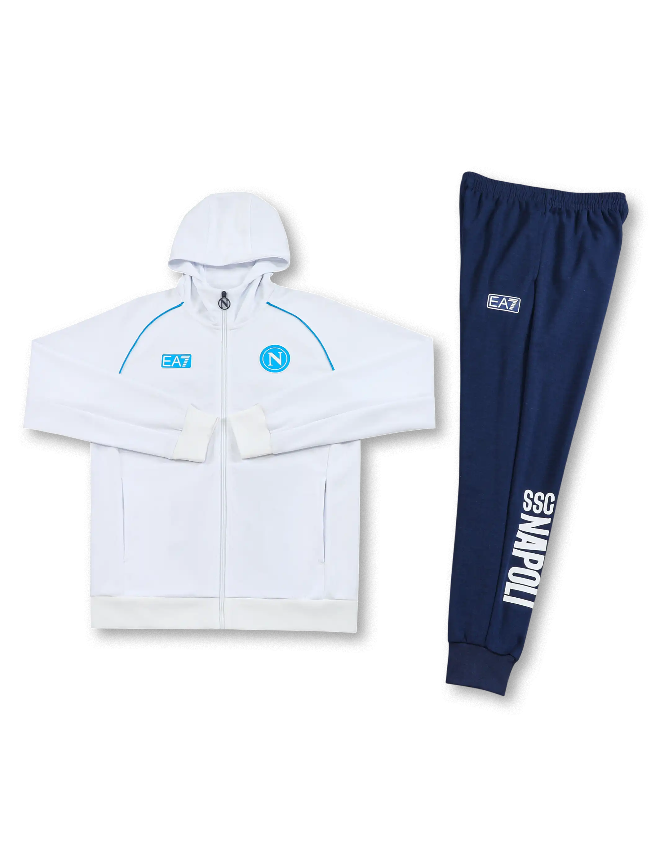 SSCナポリ EA7 ホワイト トレーニング フーディー セット 正面