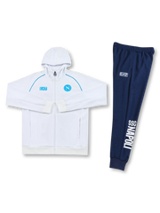 SSCナポリ EA7 ホワイト トレーニング フーディー セット 正面