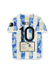 2021年 アルゼンチン代表ホームユニフォーム、リオネル・メッシサイン入り10番、国際試合公式用デザイン
