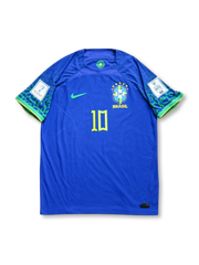 2022-23 ブラジル アウェイ ジャージ ネイマール 10番、ヴィンテージ風サッカージャージ