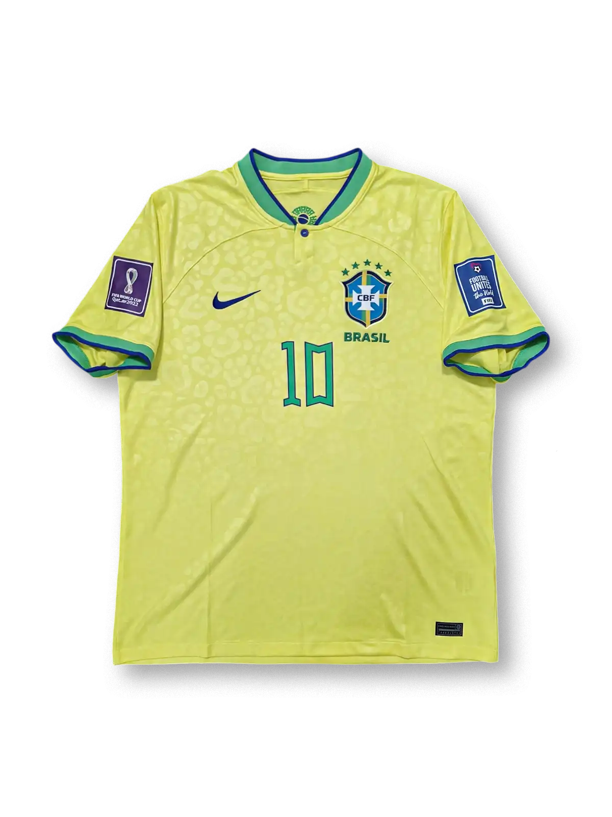2022年ブラジル代表ホームユニフォーム ネイマール Jr 10番、ビンテージスタイルサッカージャージ
