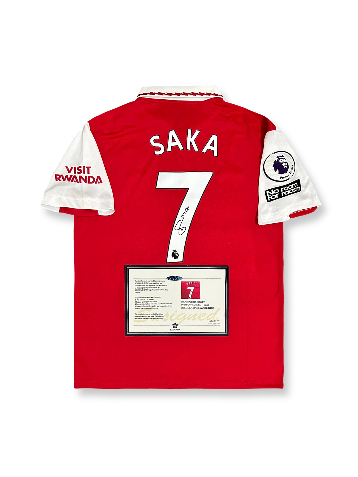 2022-23シーズン アーセナルホームユニフォーム、ブカヨ・サカサイン入り7番、プレミアリーグ公式試合用デザイン