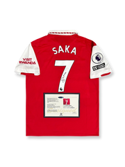 2022-23シーズン アーセナルホームユニフォーム、ブカヨ・サカサイン入り7番、プレミアリーグ公式試合用デザイン