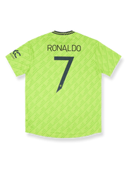 2022-23シーズンマンチェスター・ユナイテッドサードユニフォーム クリスティアーノ・ロナウド #7 黒 赤アクセント アディダス刺繍&クラブエンブレム付き