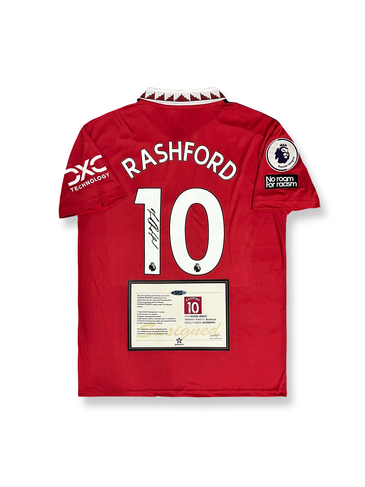 2022-23シーズン マンチェスター・ユナイテッドホームユニフォーム、マーカス・ラッシュフォードサイン入り10番、プレミアリーグ公式試合用デザイン