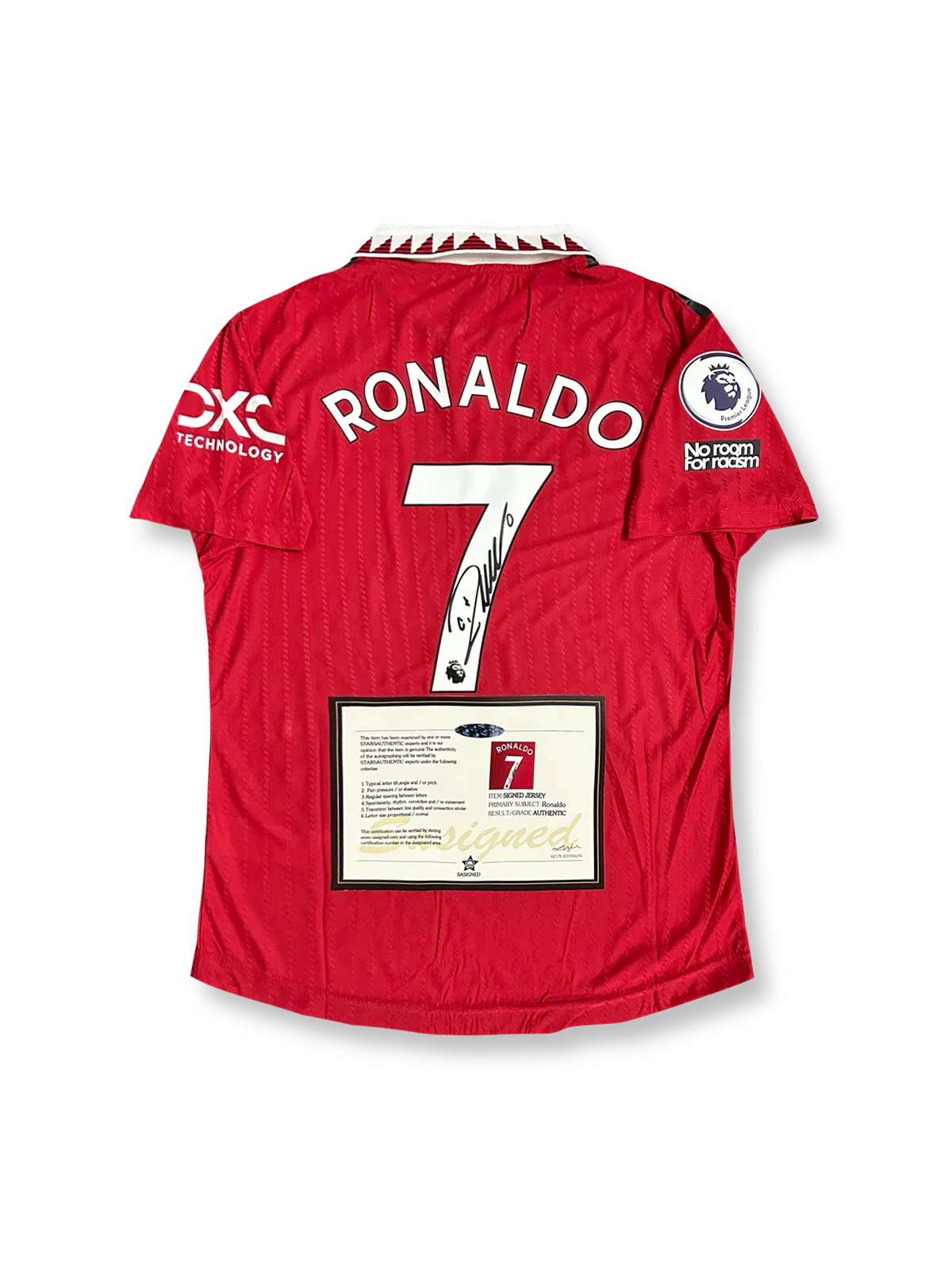 2022-23シーズン マンチェスター・ユナイテッドホームユニフォーム、クリスティアーノ・ロナウドサイン入り7番、プレミアリーグ公式試合用デザイン