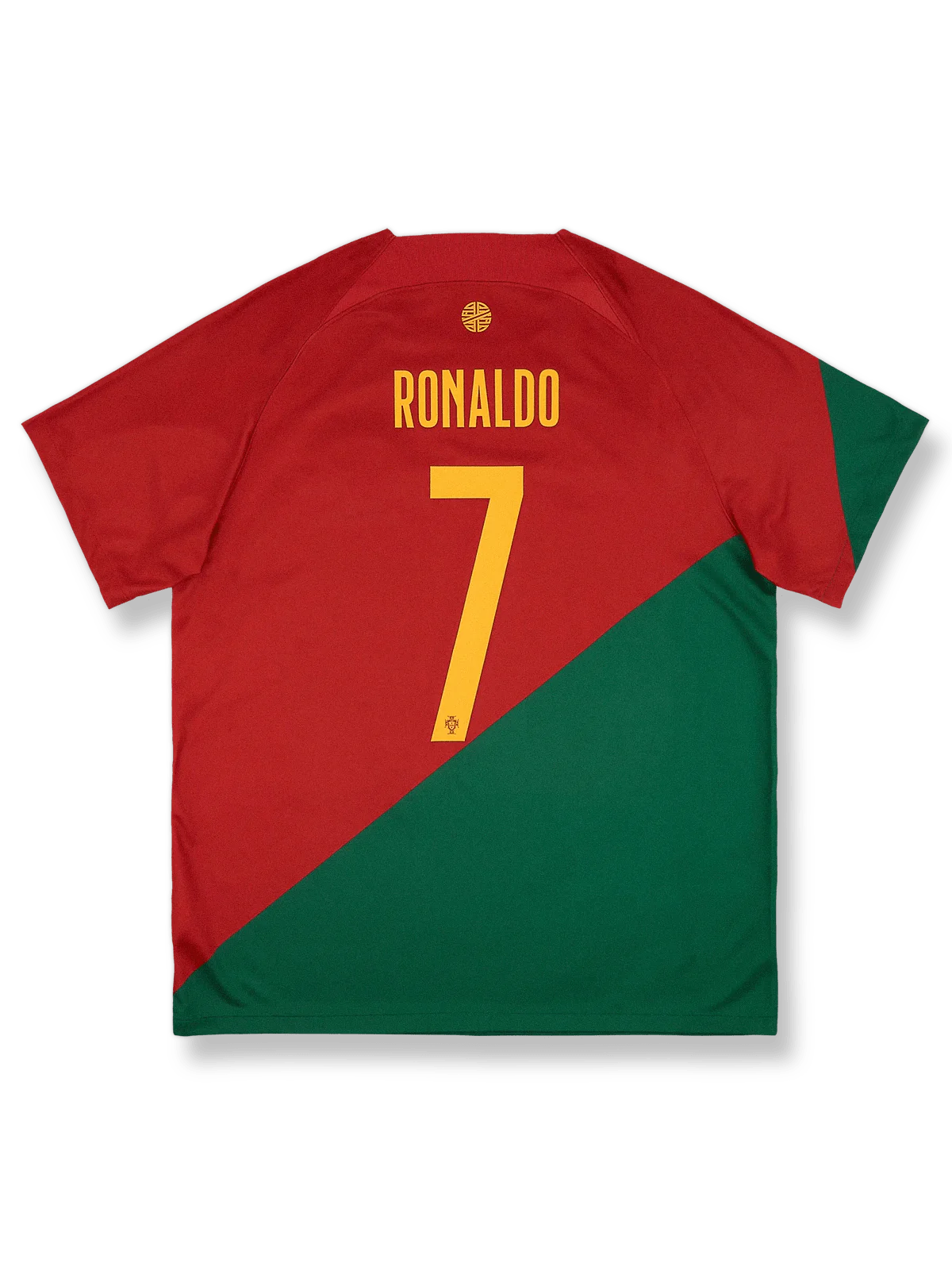 2022-23シーズンポルトガル代表ホームユニフォーム クリスティアーノ・ロナウド #7 赤 緑アクセント ナイキ刺繍スウッシュ&エンブレム付き